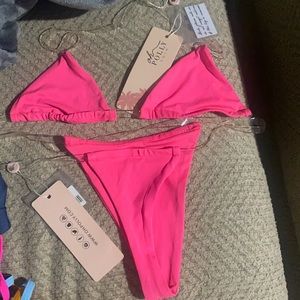 Hot pink Oh Polly swim suit clear straps